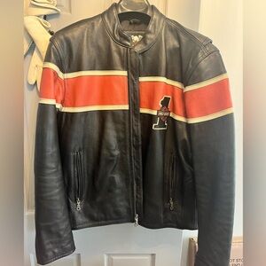 Harley-Davidson Black and Orange Bomber Jacket